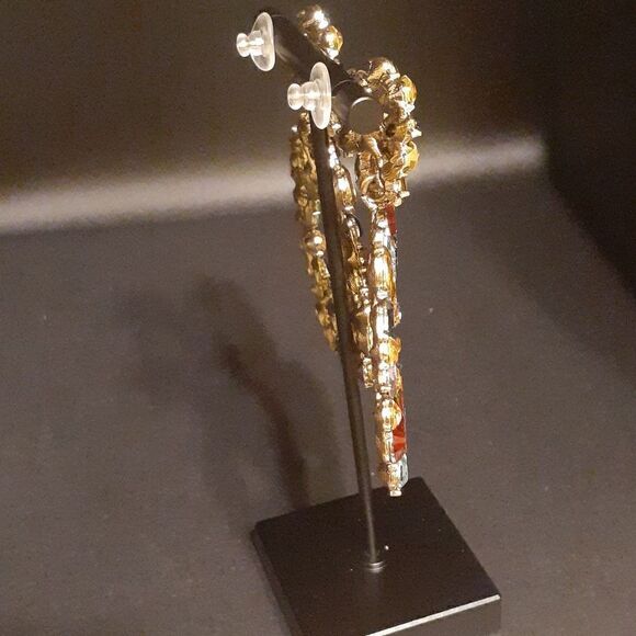 New Colorful Statement Rhinestone Drop Earrings Women's New - Picture 3 of 4